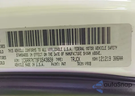 2015 Ram 1500 Express из США, поврежденный, VIN 1C6RR7KT9FS543820